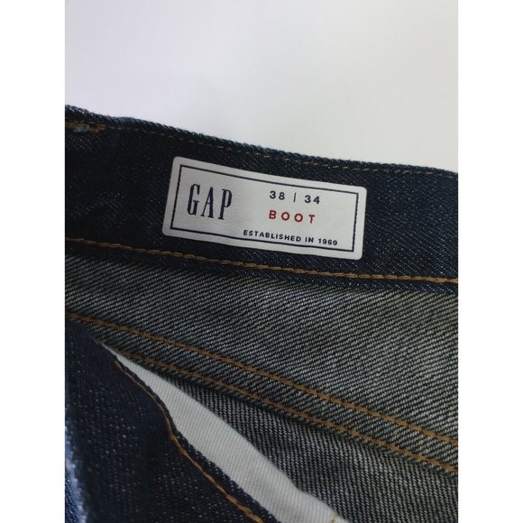 Gap Boot Jeans Men's Size 38x34 Dark Blue Denim Bootcut 100% Cotton Jeans - Picture 3 of 8